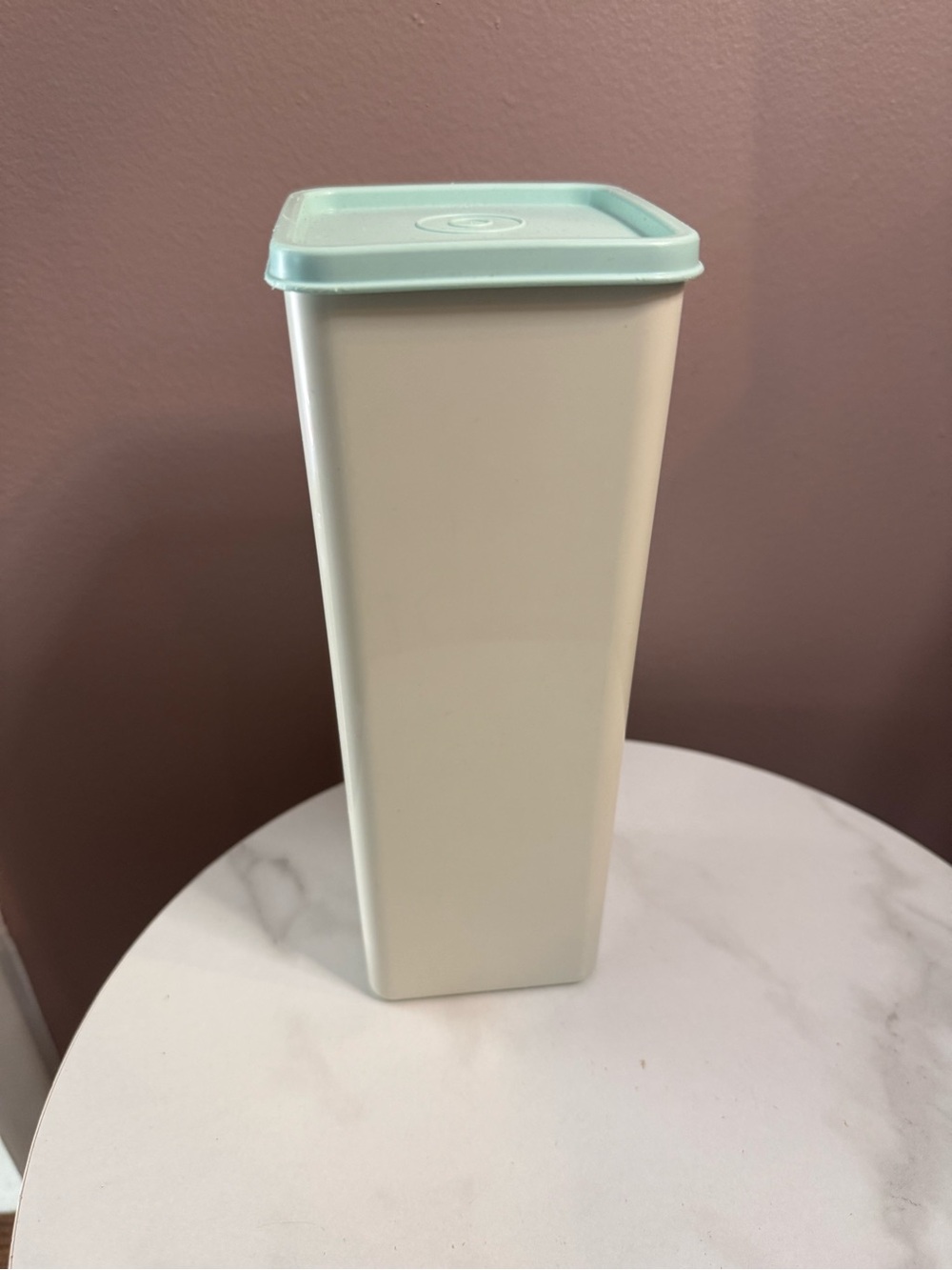 Tupperware Tall Food Storage Canister with Mint Green Lid and Cream Body